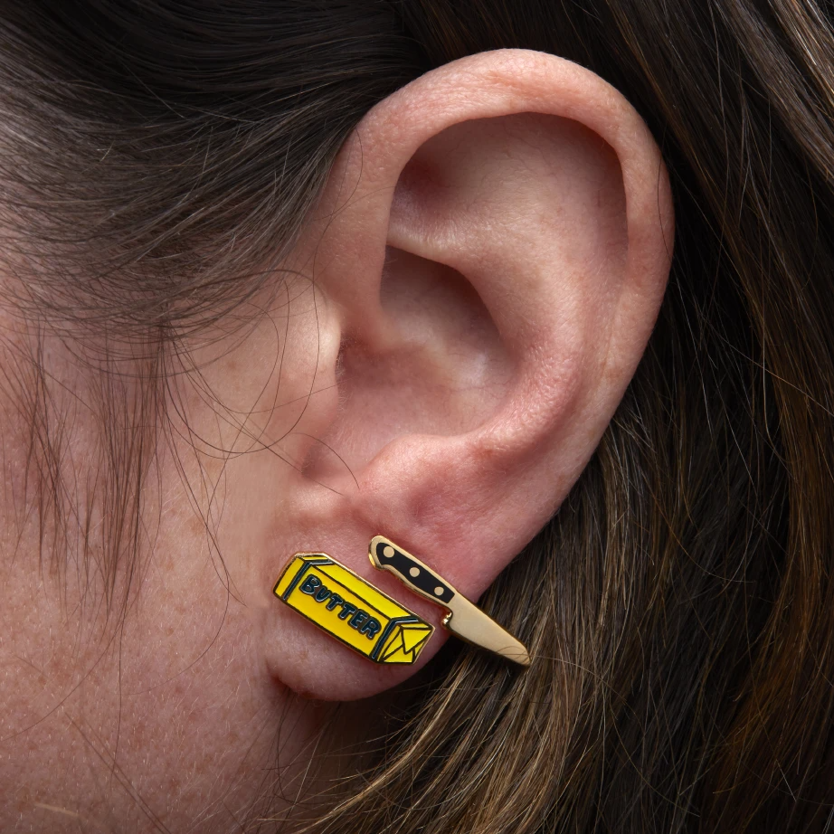 Asymmetrical Cloisonné Stud Earrings - Butter & Knife