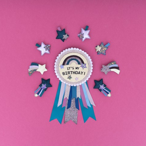 Birthday Rosette - Unicorn Rainbow