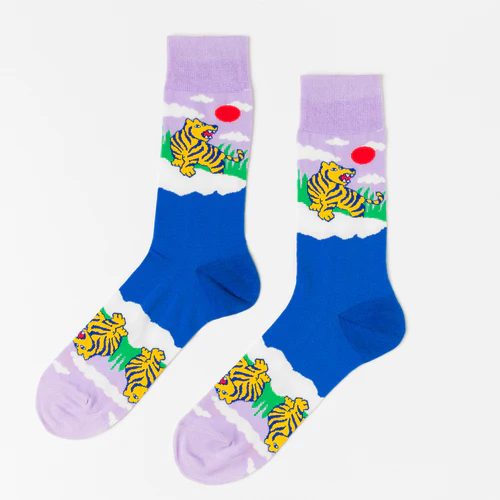 Large Cotton Crew Socks - Tiger