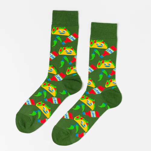 Large Cotton Crew Socks - Taco