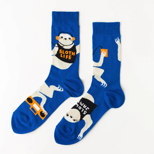 Large Cotton Crew Socks - Sloth Life