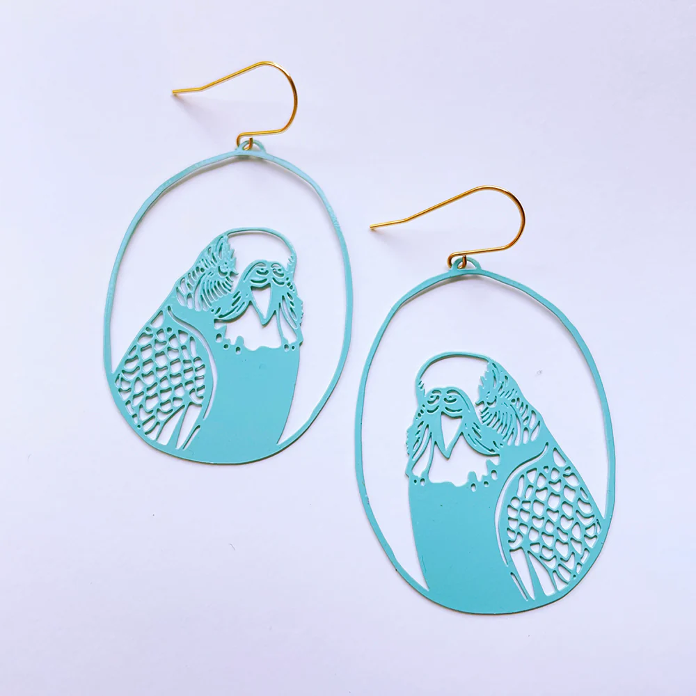 Budgie Earrings - Pale Aqua