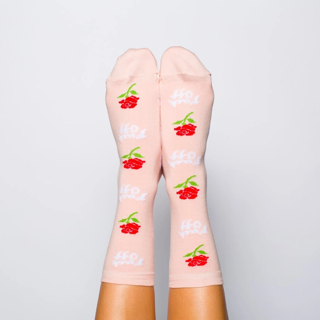 Women's Sized Socks - F**k Off Rose