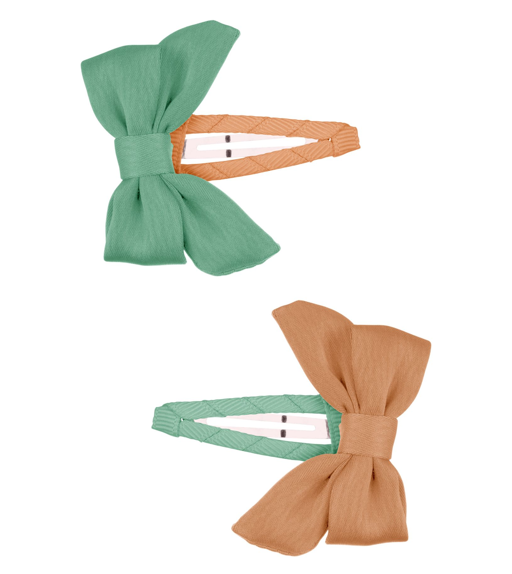Hair Bow Clips Set of 2 - Jade & Melon