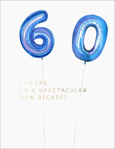 Birthday Card - Helium Ballon 60th